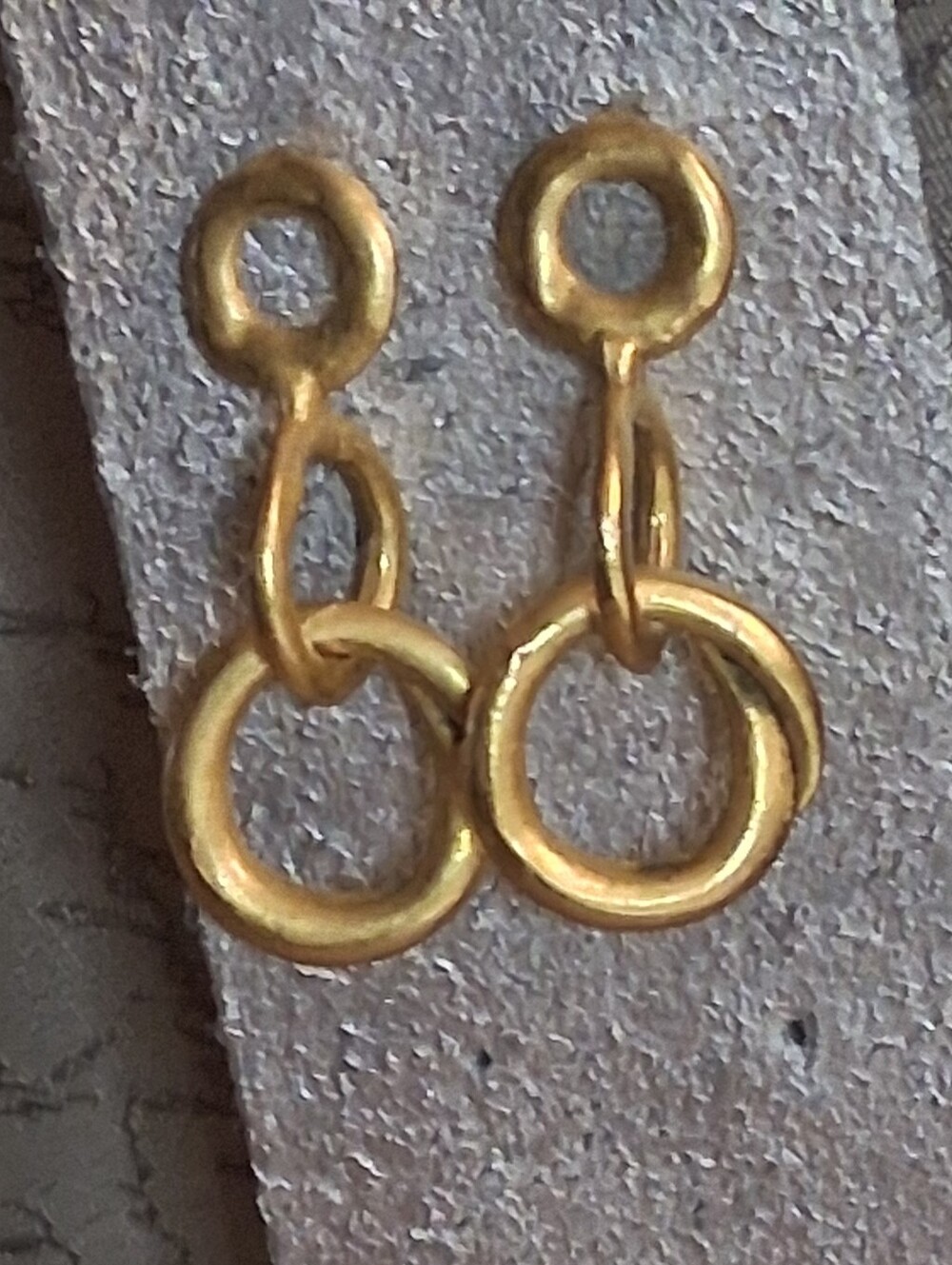 Express Gold Tone Circle Drop Post Earrings Signed Vintage